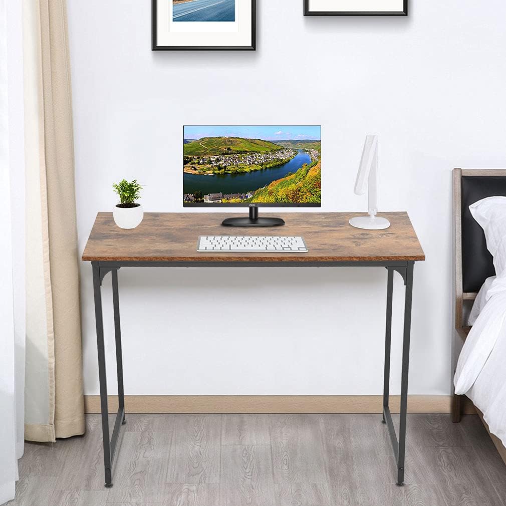 Escritorio FDW 1.02 m Multifuncional Vintage Gran Superficie para 2 Monitores, Fácil de Montar y Limpiar